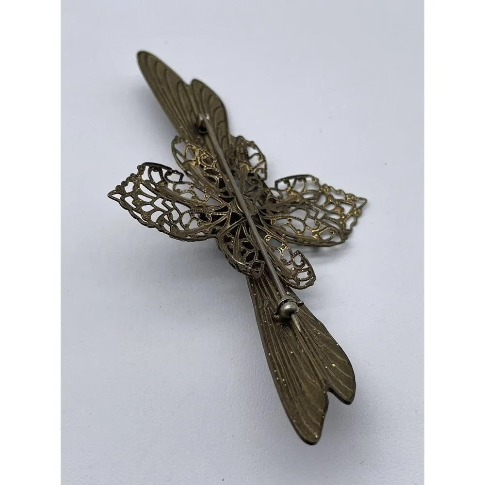 Vintage Sadie Green Signed Dragonfly Brooch Pin